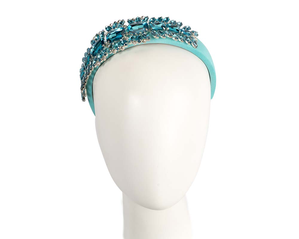 Turquoise crystal fascinator headband by Cupids Millinery-0