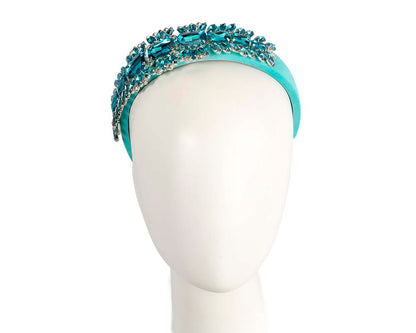 Turquoise crystal fascinator headband by Cupids Millinery-0