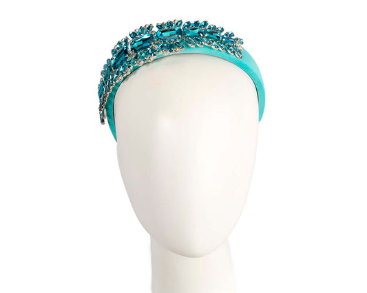 Turquoise crystal fascinator headband by Cupids Millinery-0