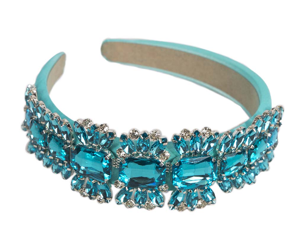 Turquoise crystal fascinator headband by Cupids Millinery-1