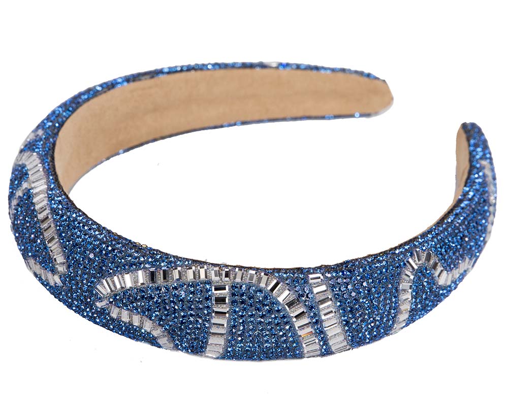 Blue and silver fascinator headband