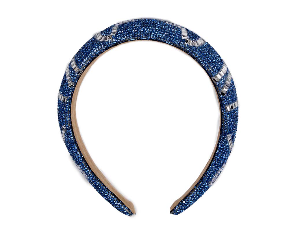 Blue and silver fascinator headband