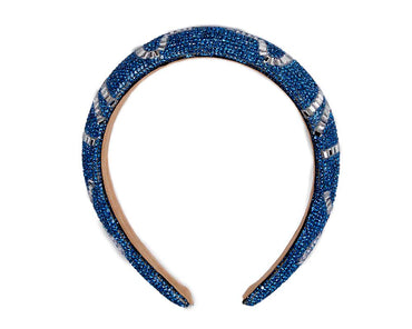 Blue and silver fascinator headband