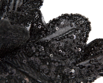 Shiny black lace fascinator by Cupids Millinery
