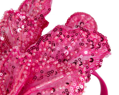 Shiny hot pink lace fascinator by Fillies Collection-2