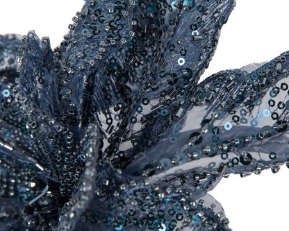 Shiny navy lace fascinator by Fillies Collection-2
