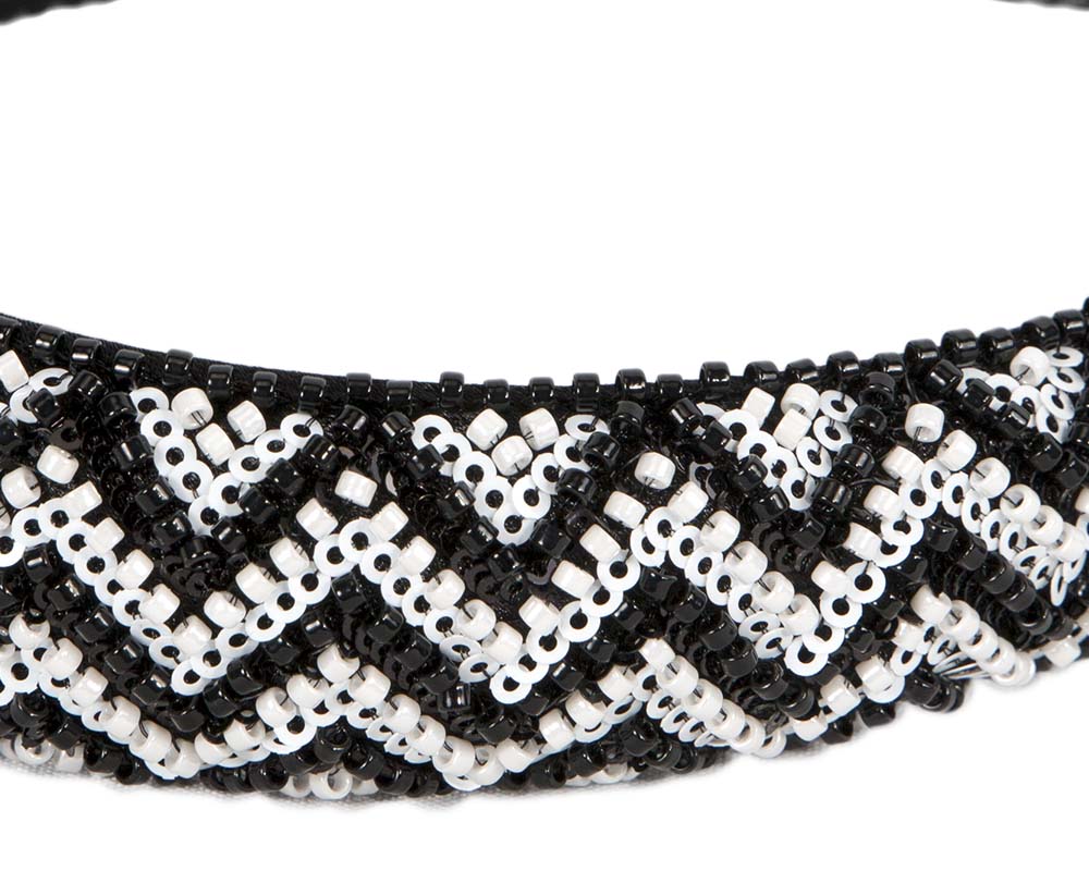 Shiny white and black headband