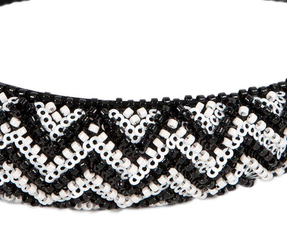 Shiny white and black headband