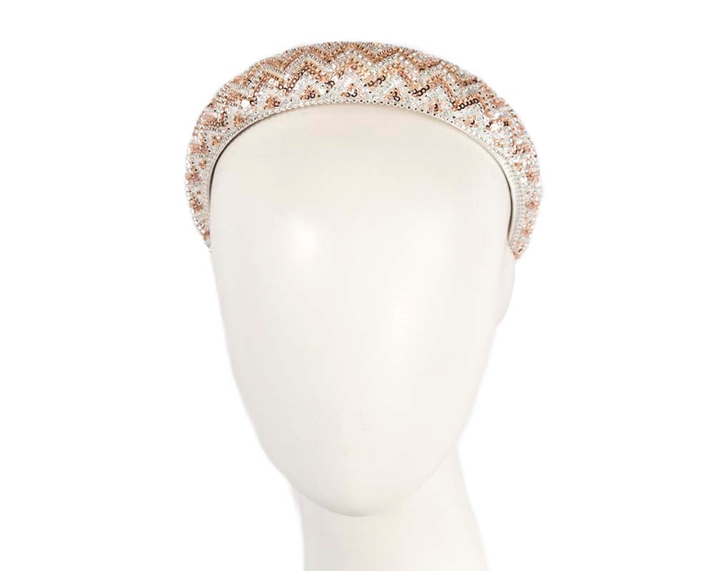 Shiny white & rose gold headband-0