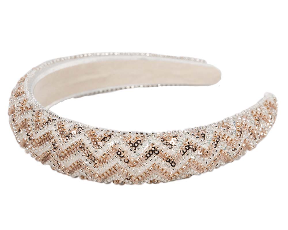 Shiny white & rose gold headband-1