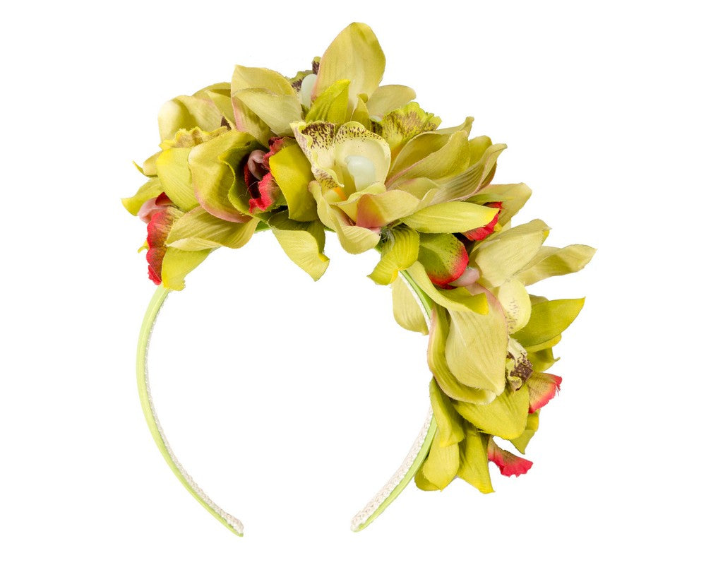 Hand made exclusive lime green fascinator headband