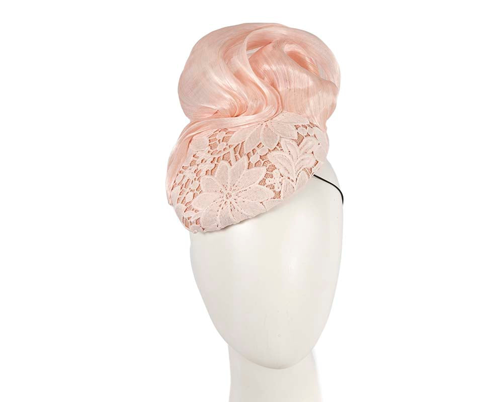 Pink lace pillbox fascinator by Cupids Millinery-0