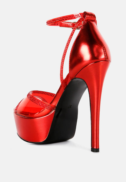 Cinderella Rhinestones Embellished Stiletto Platform Sandals-2