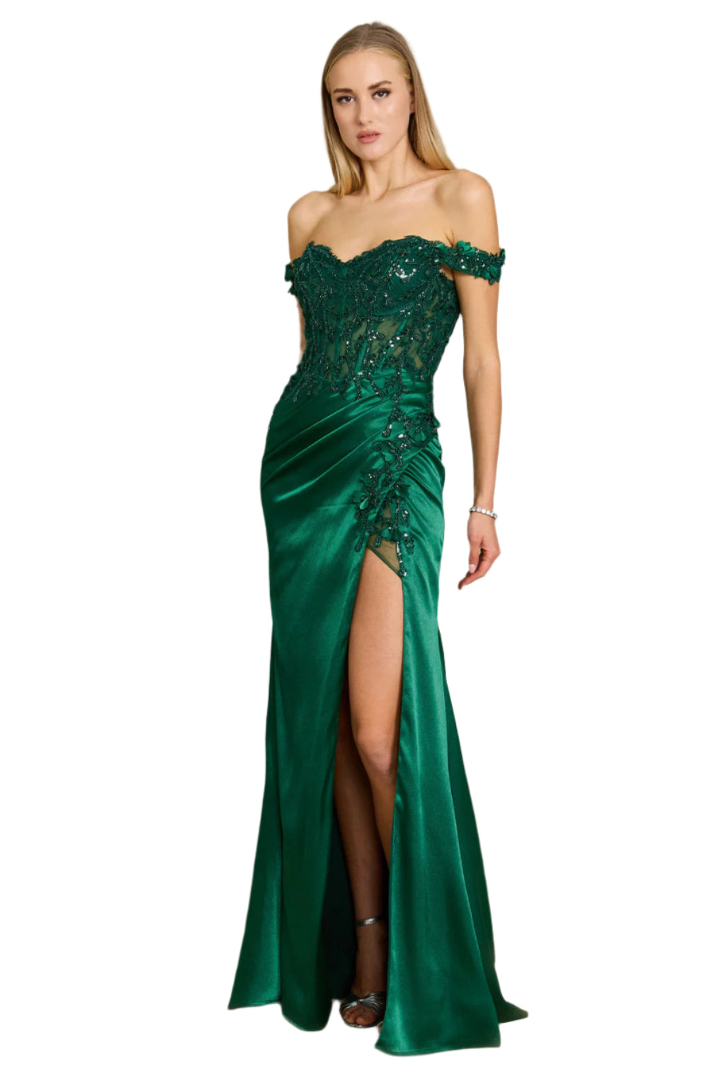 Kos Couture Fitted Corset-Style Off the Shoulder Formal Gown Prom Dress-7