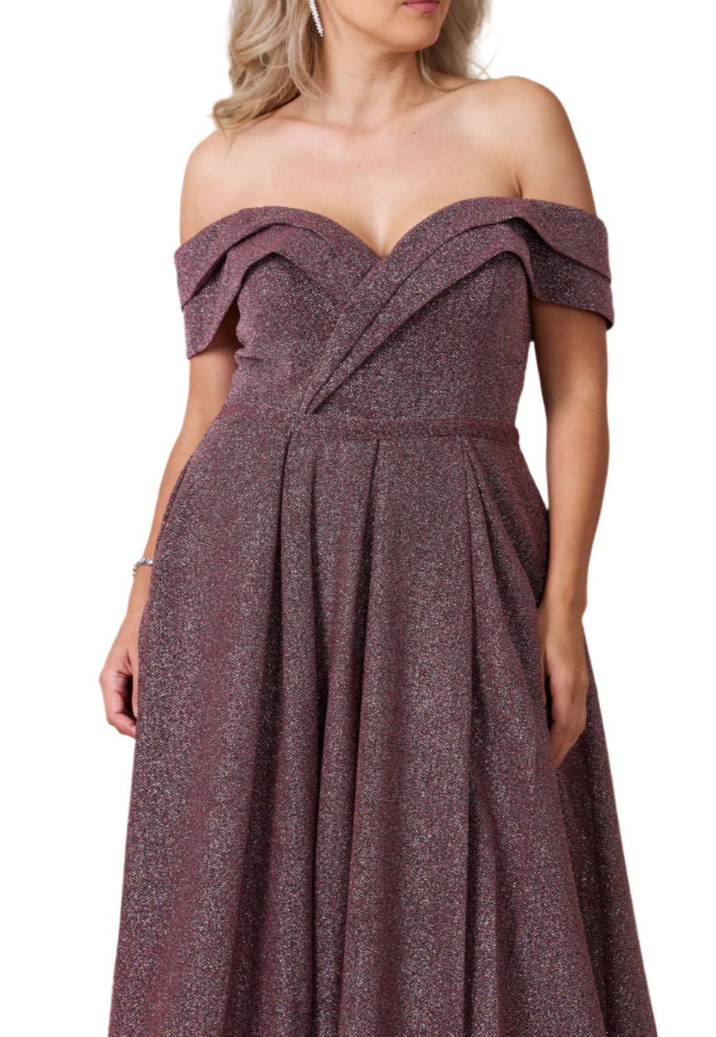 Dylan and Davids Full-Length Off Shoulder Glitter Prom Dress-2