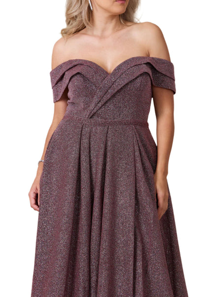 Dylan and Davids Full-Length Off Shoulder Glitter Prom Dress-2