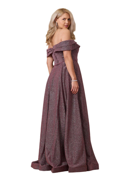 Dylan and Davids Full-Length Off Shoulder Glitter Prom Dress-1