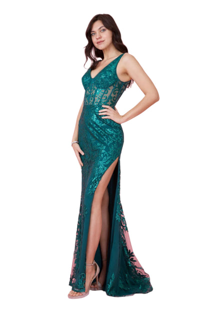 Kos Couture Sequin Corset-Style Bodice Formal Gown Prom Dress-2