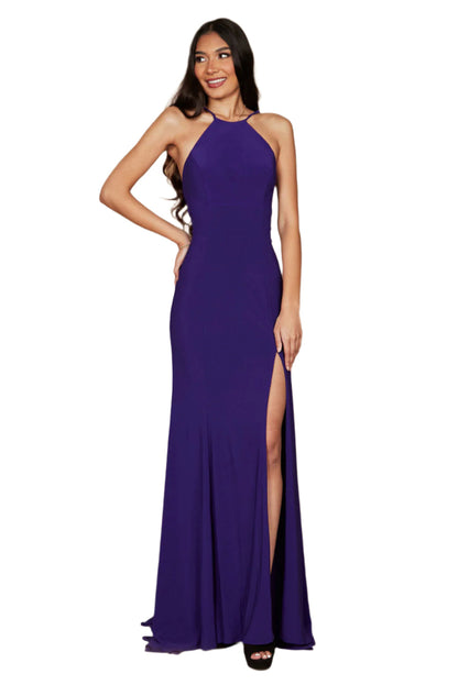 Dylan and Davids Full-Length Fitted Open Back Jersey Prom Dress-3