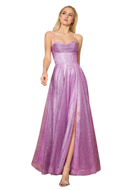Dylan and Davids Full-Length Sparkling Cowl Corset-Style Prom Dress-7