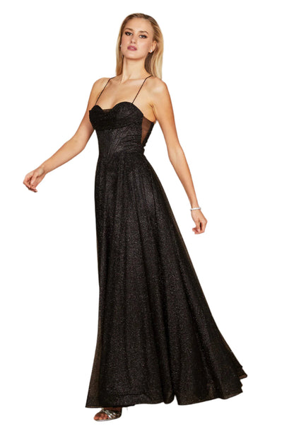Dylan and Davids Full-Length Sparkling Cowl Corset-Style Prom Dress-2