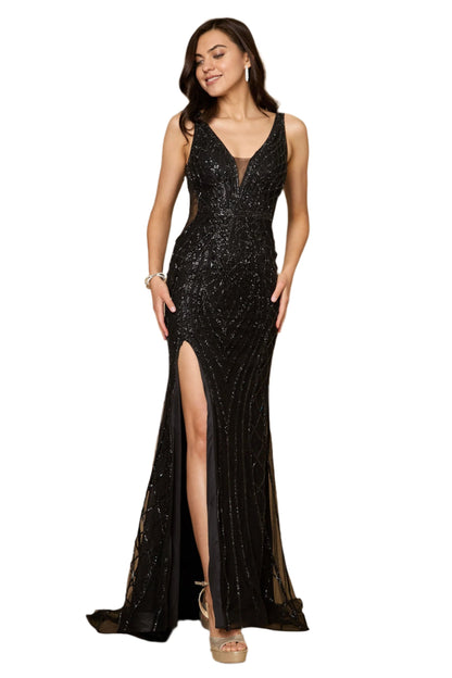 Dylan and Davids Full-Length Hand Beaded Couture Sequin Formal Gown Dress-0