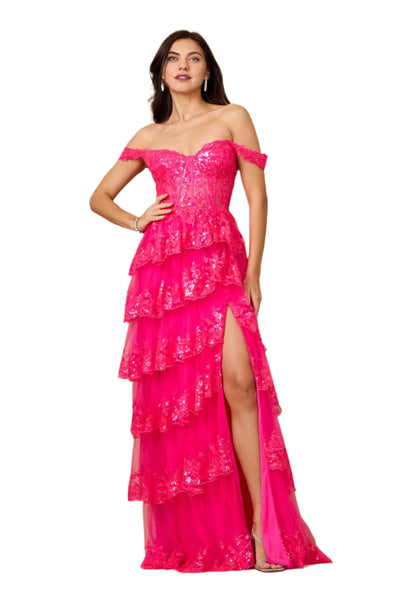 Kos Couture Full-Length Sequin Sheer Corset-Style Prom Dress-8
