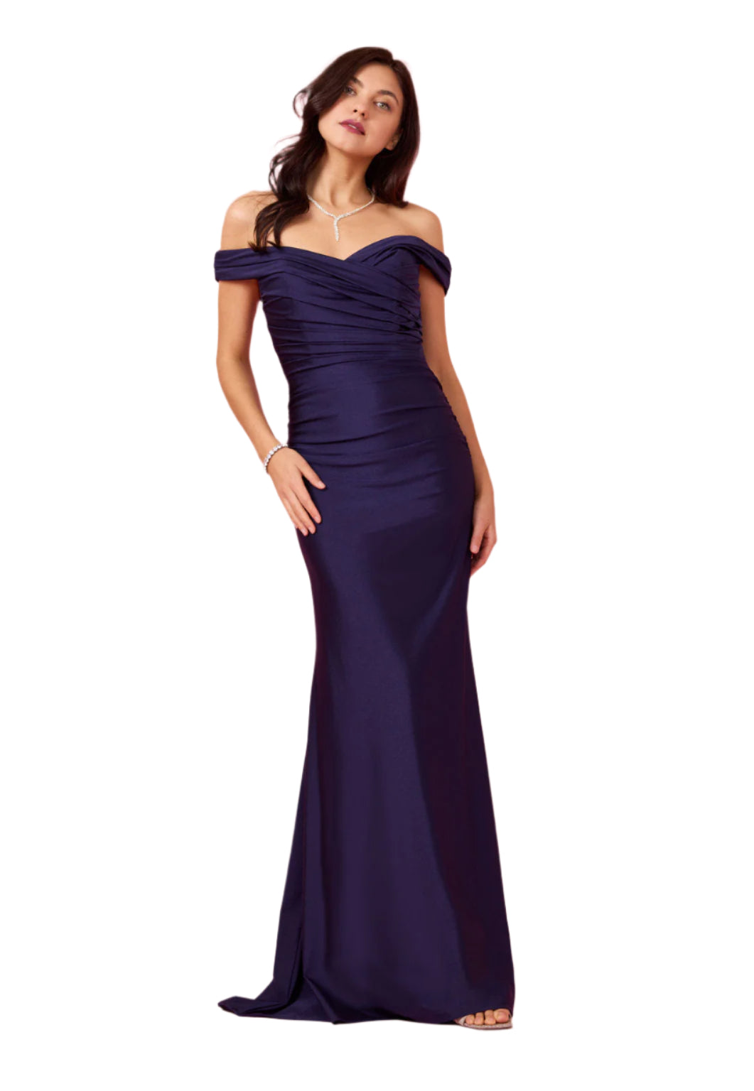 Kos Couture Full-Length Stretch Formal Gown Off Shoulder Dress-5