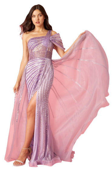 Dylan and Davids Full-Length Couture Hand Beaded Cold Shoulder Formal Gown Dress-1