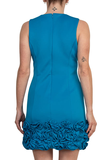 Donna Ricco V-Neck Sleeveless Zipper Back Ruffled Hem Scuba Dress-3