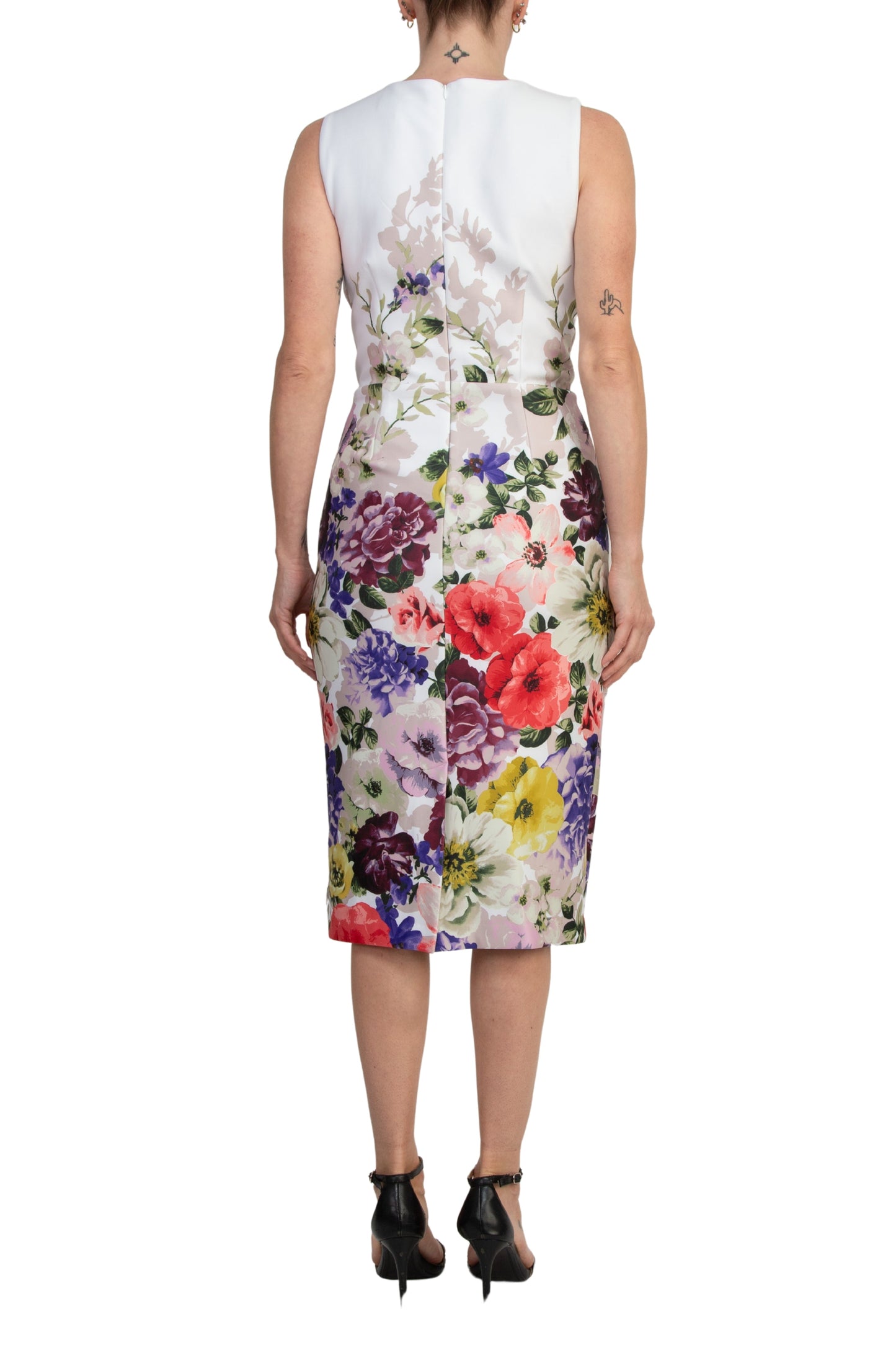 Donna Ricco Asymmetric Twist-Neck Sleeveless Zip Closure Scuba Sheath Dress-3