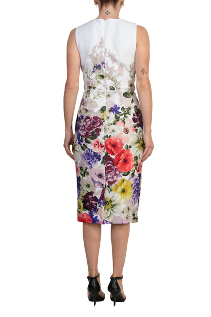 Donna Ricco Asymmetric Twist-Neck Sleeveless Zip Closure Scuba Sheath Dress-3