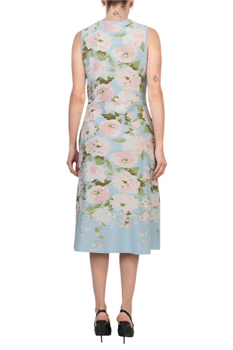 Donna Ricco Scoop Neckline Sleeveless Pullover Knit Floral Midi Dress-2