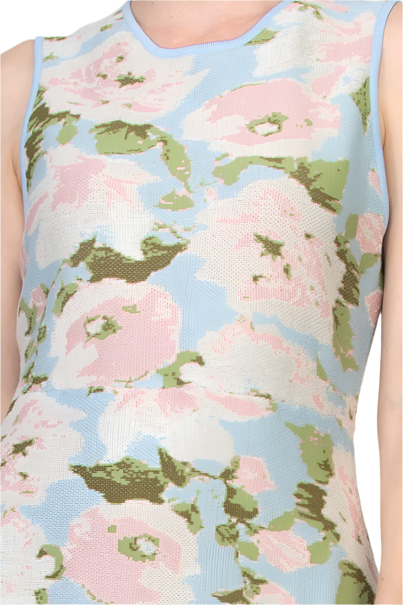 Donna Ricco Scoop Neckline Sleeveless Pullover Knit Floral Midi Dress-3
