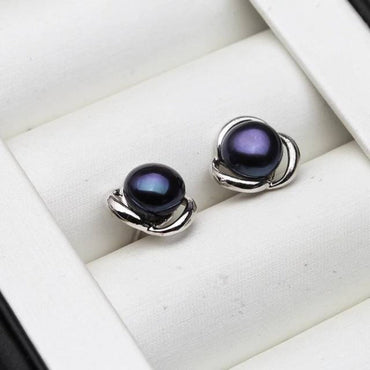 Genuine Freshwater Pearl Classic Swirl Stud Earrings-1