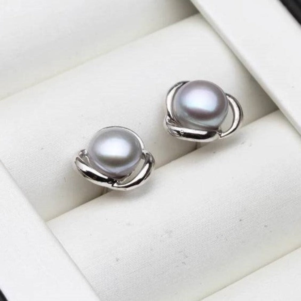 Genuine Freshwater Pearl Classic Swirl Stud Earrings-4