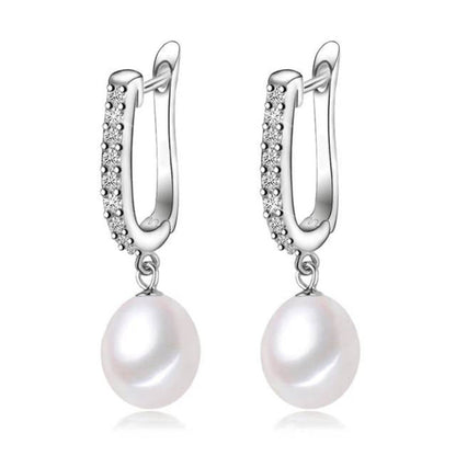 Infinity Drop Earrings Made With Genuine Freshwater Pearls & Simulated Diamonds-4