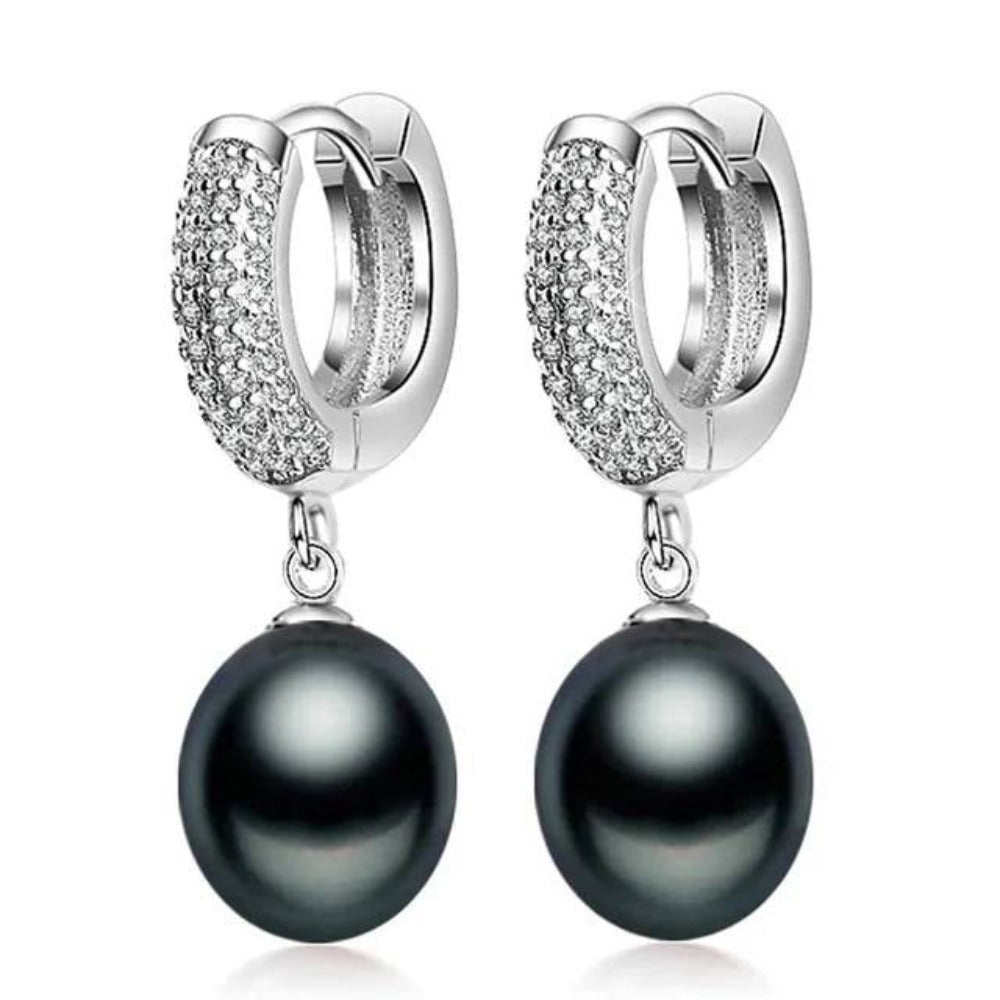 Genuine Freshwater Pearl & Simulated Diamond Drop Earrings-1
