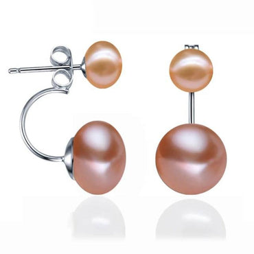 Double Drop Genuine Freshwater Pearl Earrings-1