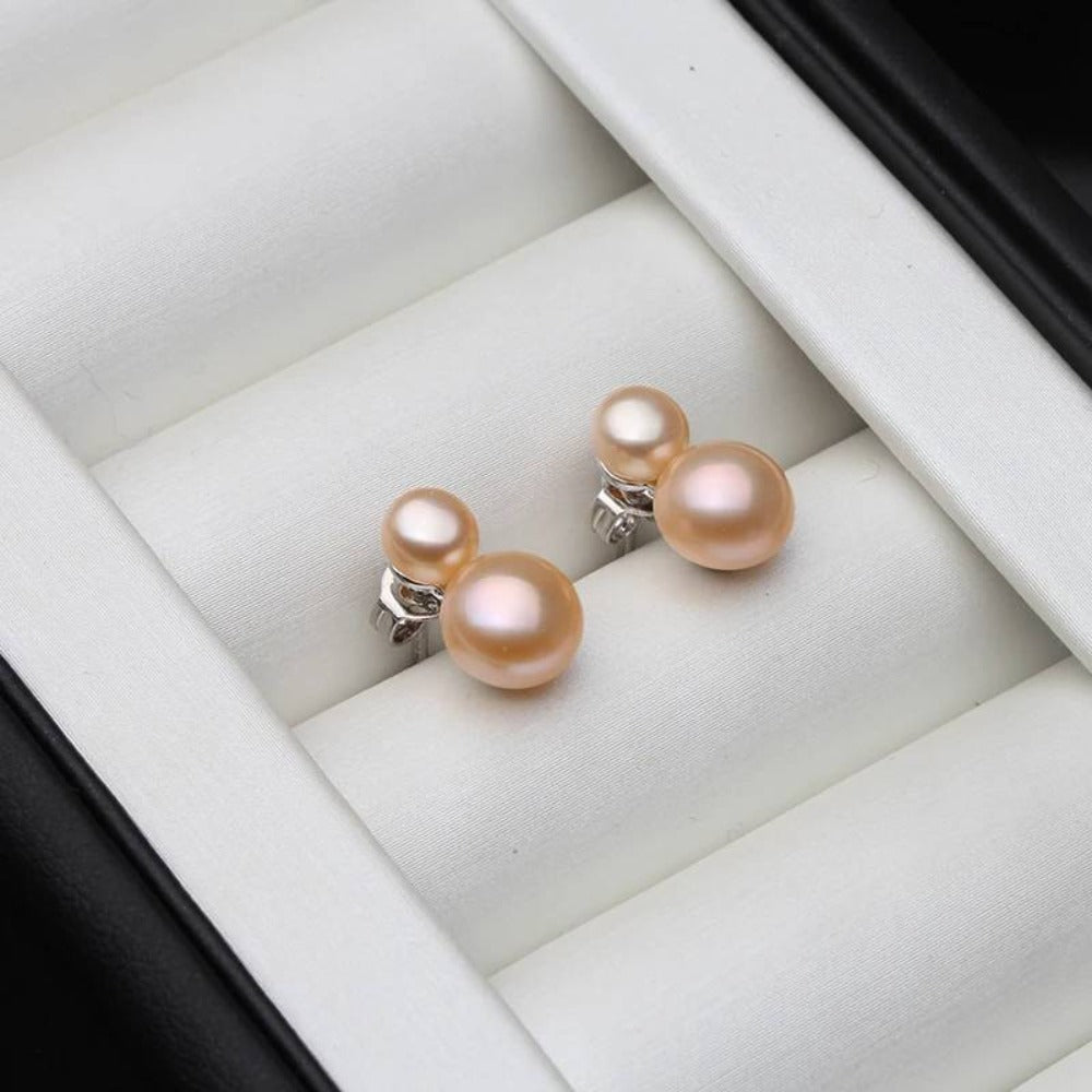 Genuine Freshwater Pearl Double Drop Earrings-2