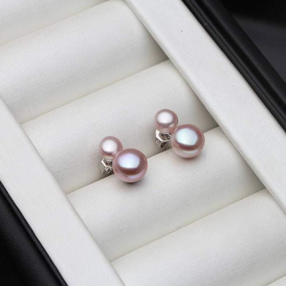Genuine Freshwater Pearl Double Drop Earrings-4