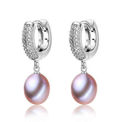 Stunning Simulated Diamond & Freshwater Pearl Drop Earrings-3