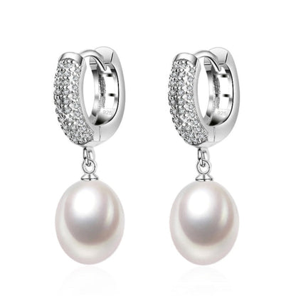 Stunning Simulated Diamond & Freshwater Pearl Drop Earrings-4