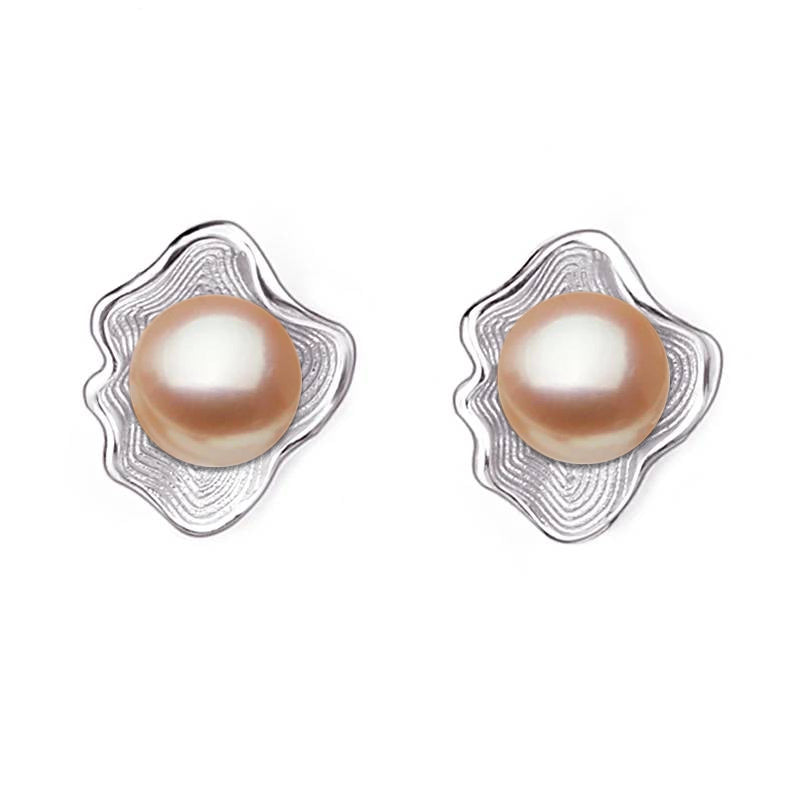 Genuine Freshwater Pearl in Oyster Shell Stud Earrings-1