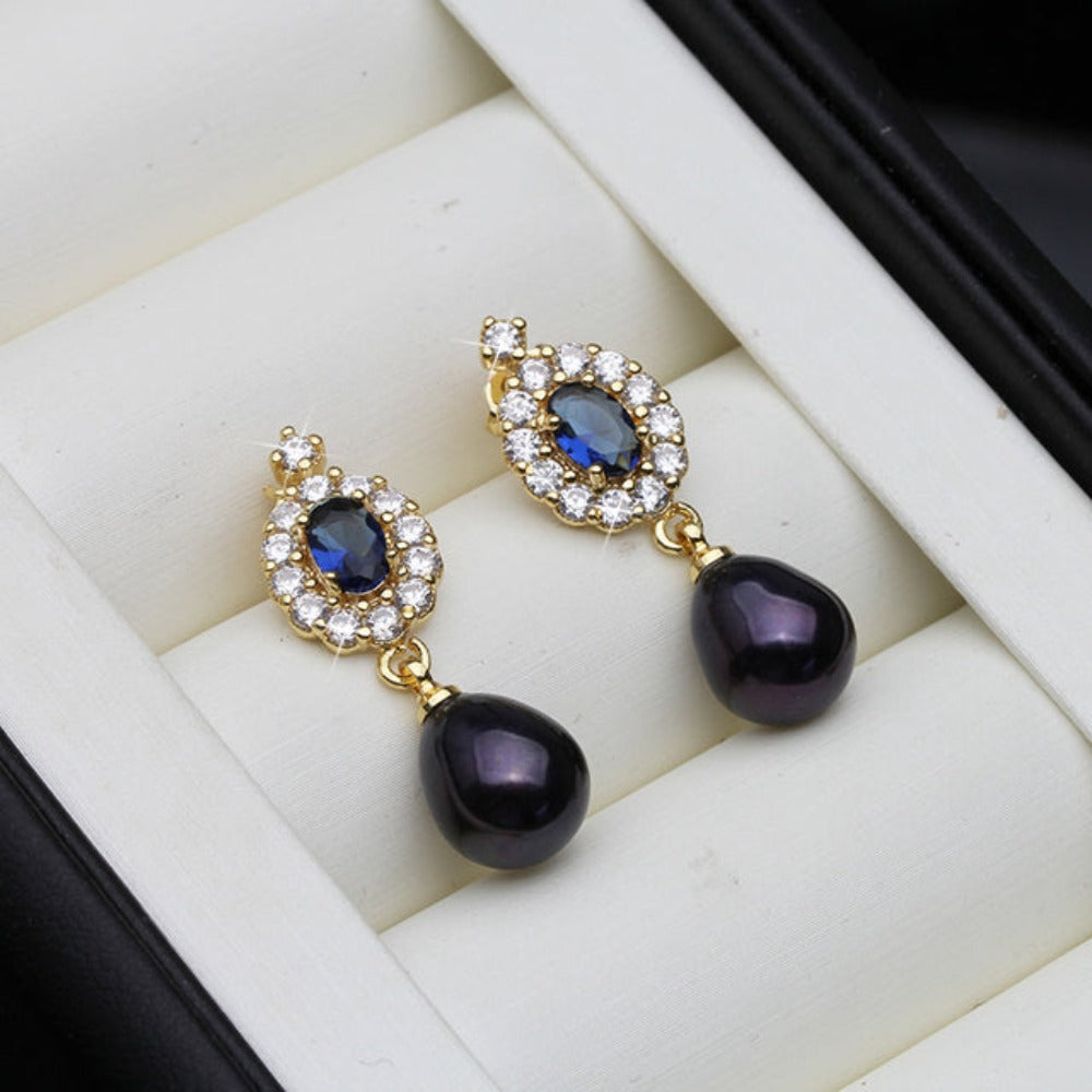 Genuine Freshwater Pearl Statement Drop Earrings in Gold-1