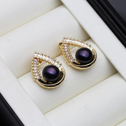 Genuine Freshwater Pearl Statement Teardrop Earrings in Gold-1
