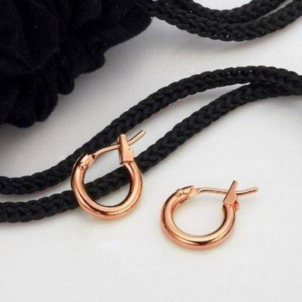 18ct Heavy Rose Gold Plated  6mm (Babies) & 9mm (Children's) Hoop Earrings - USA Made-3