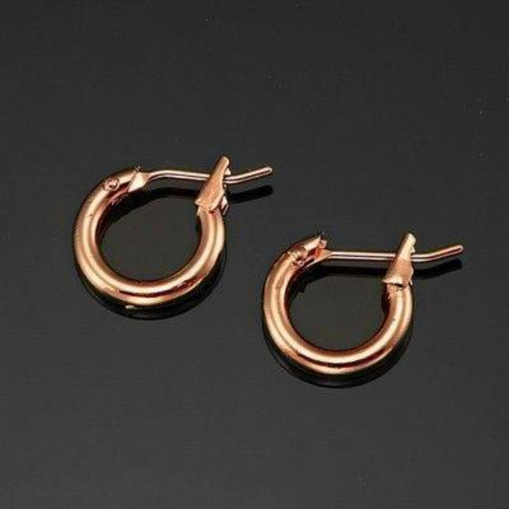 18ct Heavy Rose Gold Plated  6mm (Babies) & 9mm (Children's) Hoop Earrings - USA Made-1