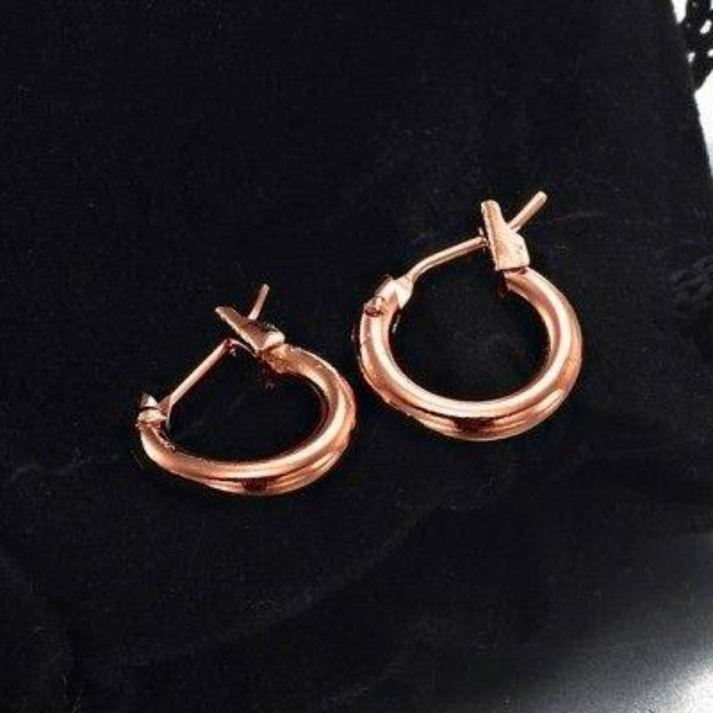 18ct Heavy Rose Gold Plated  6mm (Babies) & 9mm (Children's) Hoop Earrings - USA Made-4