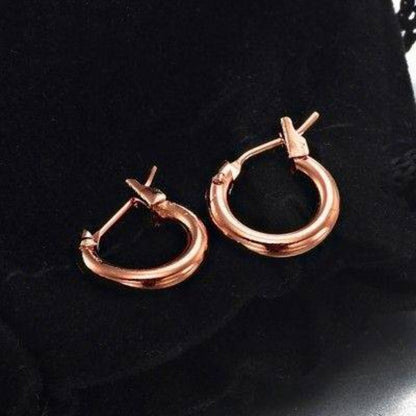 18ct Heavy Rose Gold Plated  6mm (Babies) & 9mm (Children's) Hoop Earrings - USA Made-4